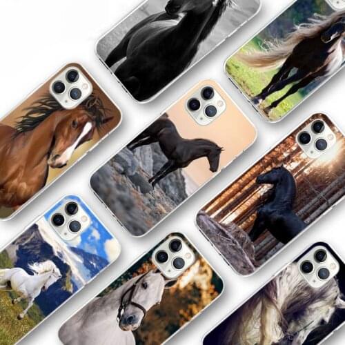 Horse animal run sport Phone Case Transparent for iPhone Samsung S 11 12 6 7 8 9 10 20 Pro X XS Max XR Plus lite