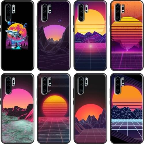 80S Vaporwave Retro Synthwave Sunset Case For Huawei Nova 5T P Smart 2019 2021 P20 P40 P30 Pro Mate 20 Lite Honor 8X 9X 8A 10i