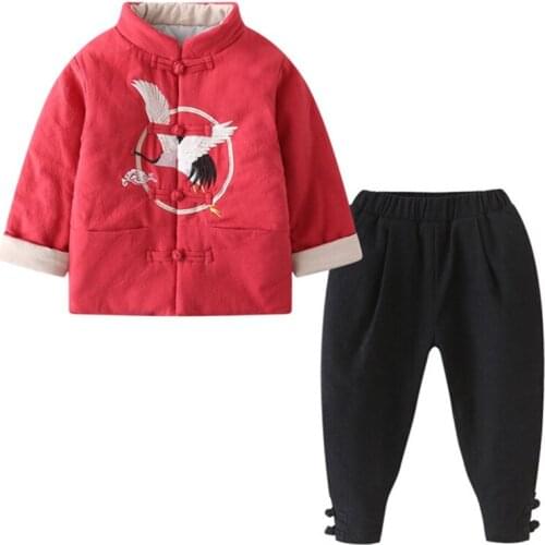 Cotton and linen childrens clothing Chinese style Tang childrens clothing suits winter clothes quilted clothes baby Tang suit