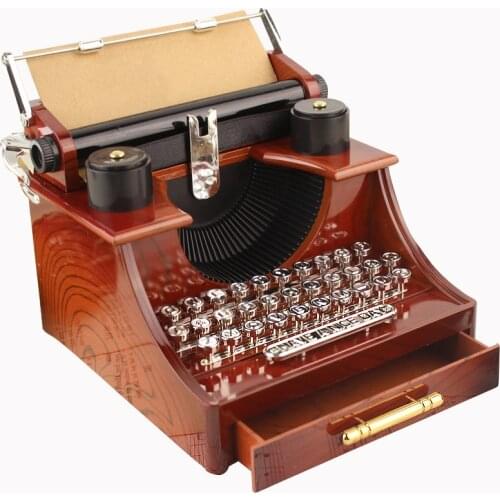 Home Retro Vintage Typewriter Music Box For Home Room Office Mechanical Decoration Kids Retro Music Box