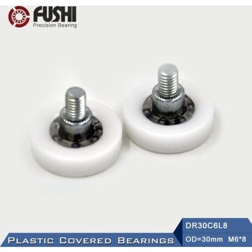DR30C6L8 Screw Pulley Bearing 6*30*7 mm ( 2 PCS ) Doors and Windows Roller Mute Wheel POM 636 M6*8 Plastic Covered Bearings