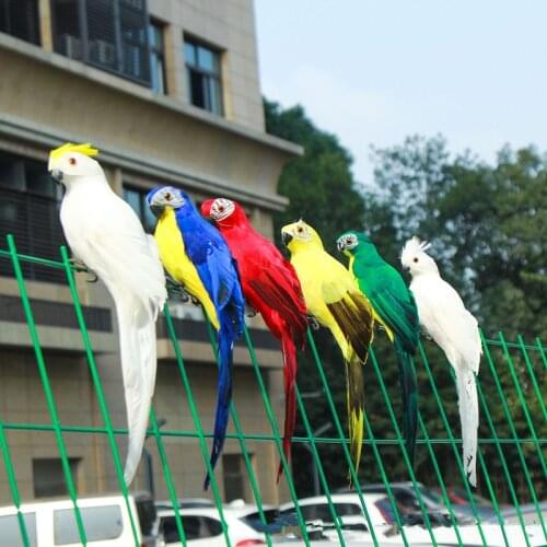 Hot Sale Handmade Simulation Parrot Feather Lawn Creative Figurine Ornament Animal Bird Garden Bird Prop Decoration Miniature