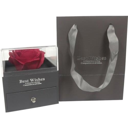 Artificial Flowers Decoration Red Ecuador Eternal Rose with Quality Gift Box Can Put Ring Valentine Birthday Gifts for Women