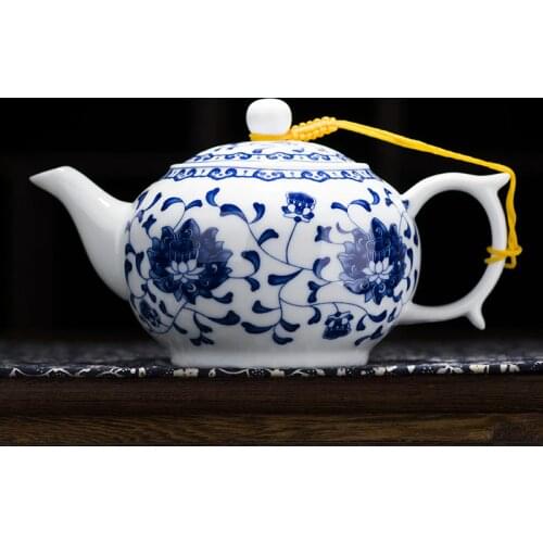 China Blue and white thin porcelain teapot High capacity 320ML 1L Ceramic tea pot traditional chinese tea set