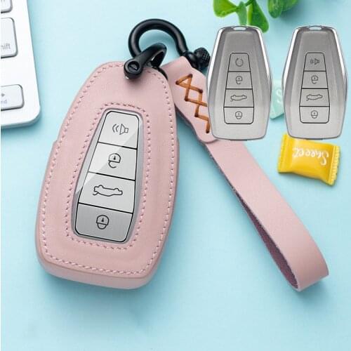 Leather key cover For Geely Atlas Boyue NL3 EX7 Emgrand X7 EmgrarandX7 SUV GT GC9 borui car accessories car styling keychain