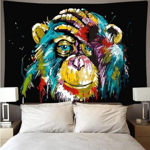 Colorful animal tapestry oil painting art printed tapestry psychedelic wall hanging beach towel polyester thin wall decor