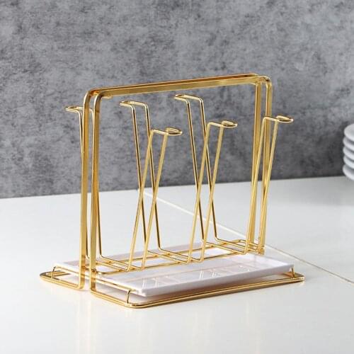 Luxury Gold Cup Drying Rack Stand Iron Cup Drainer Holder Tree for Coffee Mug Glasses for Countertop Storage