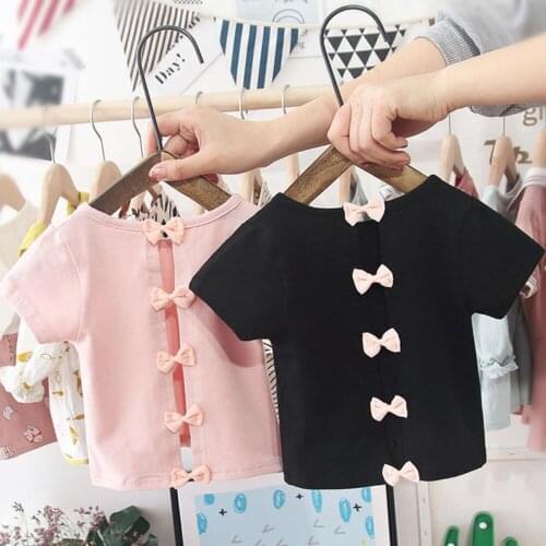 Princess Summer Girls T Shirt Pink Black 2021 Kids Top Tee For Girls Five Bows T-Shirts Children Clothes Toddler Baby Clothing