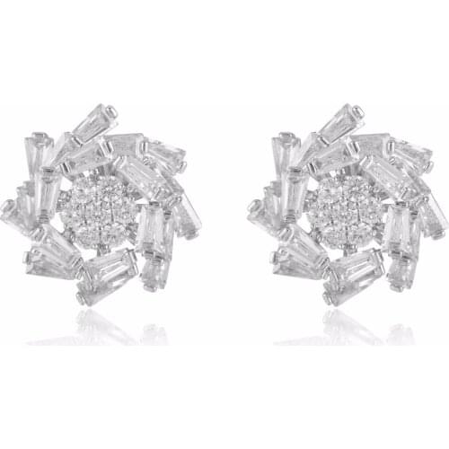 GrayBirds Copper With Clear AAA Cubic Zirconia Luxury Earrings For Office Lady Romantic Fashion Flower Jewelry XYE003