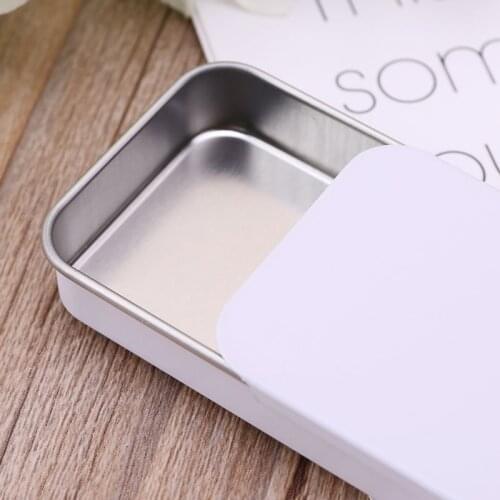 Metal Tin Rectangle Mini Jewelry Storage Box Case Candy Coin Key Organizer Sliding Cover Organizer Small Items Containers L4MB
