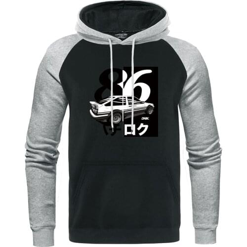 Men Print Drift Hoodies Japanese Anime Hoodie Sweatshirt Fashion Casual Raglan Pullover AE86 Initial D Homme Streetwear Hoody