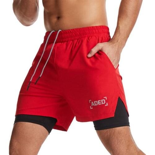 2021 NEW Summer Running Shorts Men 2 in 1 double-deck Quick Drying mens Sports fitness shorts Jogging Gym Shorts men