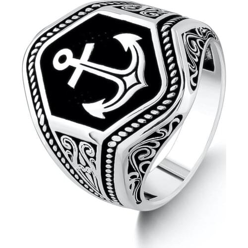 Solid 925 Sterling Silver, Silver Anchor Model Men Ring, Fisherman Accessories, Handmade Sailor JewelryFashion Mens RingNatural