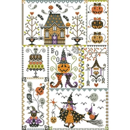 Halloween girl flowers patterns counted 11CT 14T 18CT Cross Stitch Set DIY Cross-stitch Kit Embroidery Needlework Home Decor