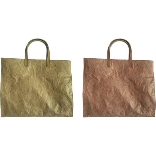 Kraft Paper Shoulder Bags,Solid Casual Tote,Big Capacity Travel Handbags for Women,Vintage Shopping Pack