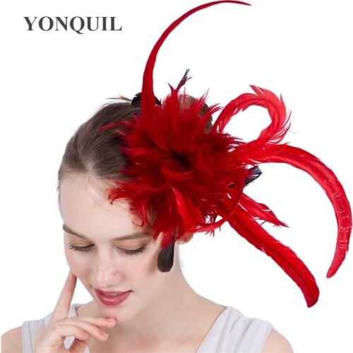 New Fashion Feather Wedding Headwear Women Elegant Chic Hair Fascinator Accessories Hair Pin Bride Mariage Headdress For Party