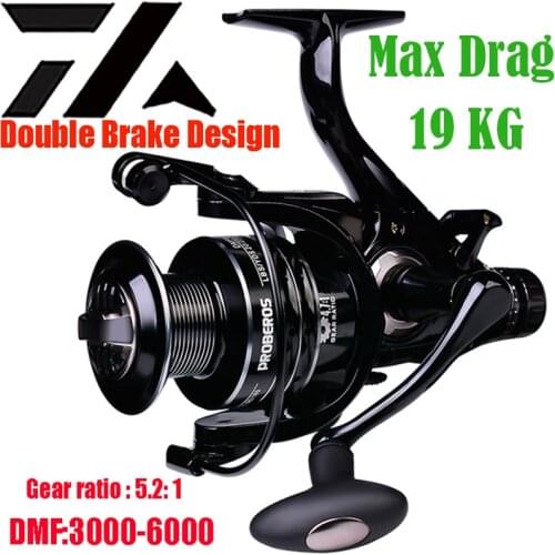 2021 New 19KG Max Drag Double Brake Design Fishing Reel Super Strong Carp Fishing Feeder Spinning Reel Spinning Wheel Rod Combo