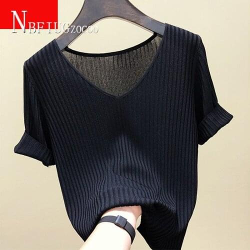 2020 Summer New Half Sleeve Korean Knitting Women T Shirt Refreshing Female Tee Shirts