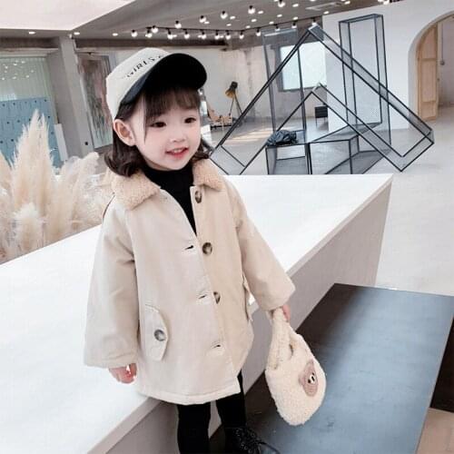 New Girls' Coat with Long Cotton Jacket Baby Girl Winter Clothes Kids for Children Woolen