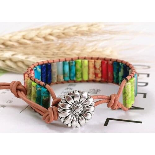 Color King Stone Single Layer Leather Bracelet Creative Handmade Simple Bracelet Luxury Gift for Ladies Couple Bracelet