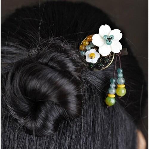 The original Chalcedony classical vintage hair jewelry,handmade shell flowers hairpins ethnic hair accessories