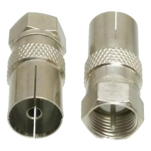 Adapter F TV male plug to IEC PAL DVB-T female jack straight RF COAXIAL