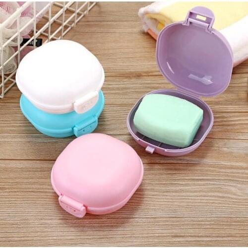 Plastic Travel Soap Box with Lid Bathroom Macaroon Soap Box Portable Soap Holder 5 Colors Available SN304