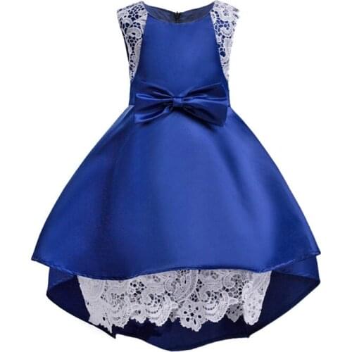 Girl dress sleeveless elegant European solid bow princess dress for 3-10yrs girls kids children party wedding performance dress