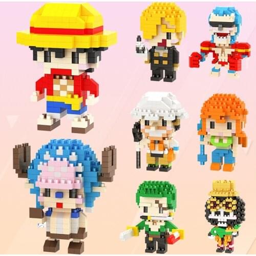Pokemon Anime Block Small Building Conehead Monkey D Luffy Roronoa Zoro Nami Block Anime Figure Game Construction Toys Blocks