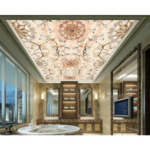 Custom 3d wallpaper 3d ceiling murals wallpaper European-style stone tile parquet marble ceiling frescoes wallpaper home decor