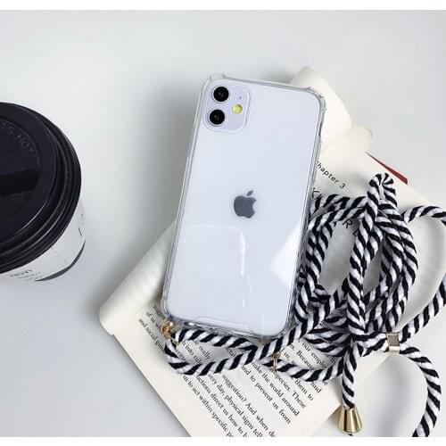 Clear TPU Phone Case For iPhone 11 Pro Max With Necklace Lanyard Neck Strap Rope Cord for iphone 8 7 6 plus 11 x xr xs max case