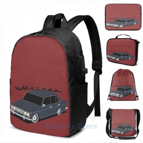Funny Graphic print VAZ 2103 USB Charge Backpack men School bags Women bag Travel laptop bag