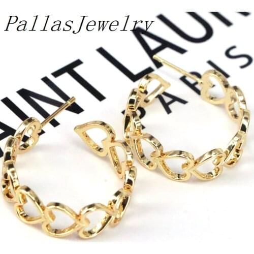 10Pairs Metal Heart Hoop Earrings For Women Heart Golden Copper Circle 2021 Brincos Female Fashion Jewelry