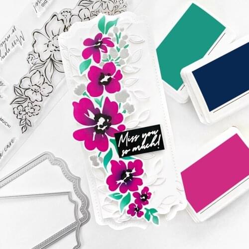 Miss You So Much With Flower Die Cut And Clear Stamp 2021 Stamp And Die Set For