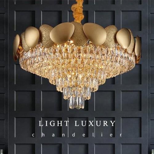 YOOGEE Modern Gold Chandelier For Living Room Indoor Lamp Led Round Crystal Hanging Light Fixtures