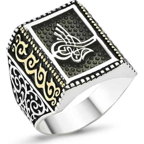 Tevuli 925 Sterling Silver Tuğralı Male Ring