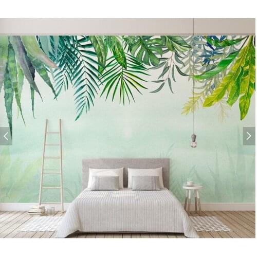 Custom vintage wallpaper, green leaves cactus watercolor murals for living room sofa TV backdrop Wall home decor wallpaper