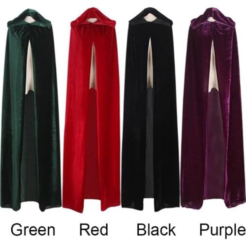 Adult Elf Witch Long Purple Green Red Black Purim Carnival Halloween Cloaks Hood And Capes Halloween Costumes For Women Men