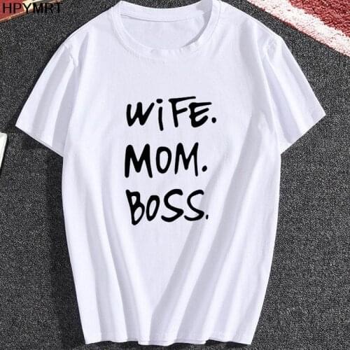 2021 New Women T Shirts Harajuk Wife Mom Boss Leter Graphic Print Tees Tops Summer Fashion Short Sleeved T-shirt Female Clothes