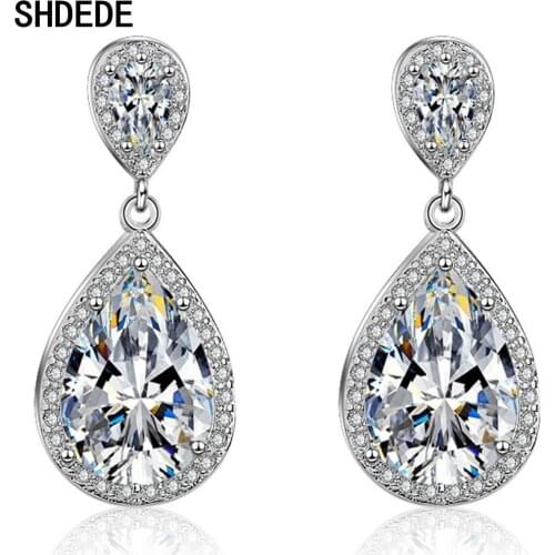 SHDEDE Water Drop Earrings For Women Embellished With Crystals From Swarovski Wedding Party Jewelry Gift Fashion Korea -X515