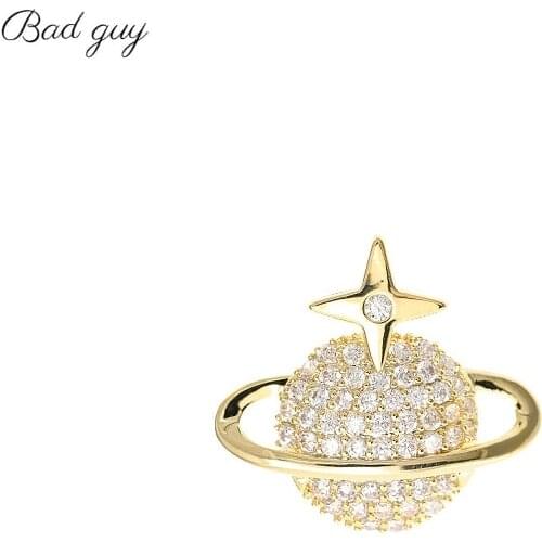 Gold Zircon Planet Brooch Pin for Womens Clothes Scarf Buckle Garment Accessories Weddings Party Office Brooch Pins Gifts