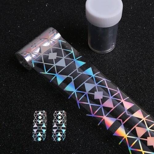 1 Roll Geometry Figure Design Nail Foils Transfer Foil 100*4cm Manicure DIY Image Nail Sticker Tool