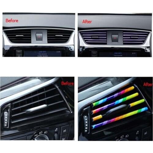 10pcs/set Universal Car Air Conditioner Outlet Decoration U Shape Interior Air Vent Grille Decor Strips