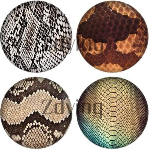 Zdying 10pcs Round Glass Cabochon Snake Leather Pattern Glass Dome Beads Jewelry Findings For DIY Earrings Brooch Bracelets