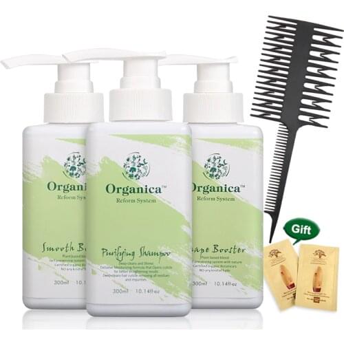 100% Natural Botanicals Keratin Set 300ml Purifying Shampoo+Shape Keratin+Smooth Booster Straighten and Smooth Strong Cruly Hair