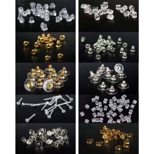 100pcs/lot Rubber Clear Earring Back Stopper Silicone Round Earring Back Stoppers Bullet Butterfly Earring Back Stoppers