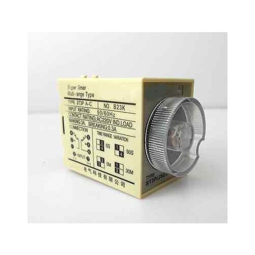 110V Multi-range delay Time Timer Relay 3s/5s/5m/30m ST3P A-C
