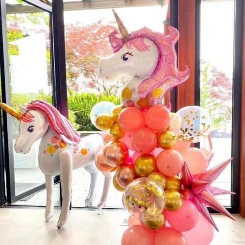 116cm 3D Unicorn Foil Balloons Boy Faovr Oversized Balloon Birthday Party Decoration Supplies Baby Shower Can walk Animal ballon