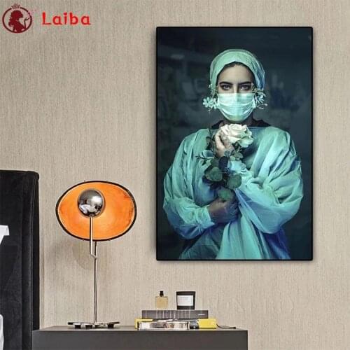 5d diy diamond painting Modern art, life saving angel nurse, flower diamond painting cross stitch mosaic embroidery diamond