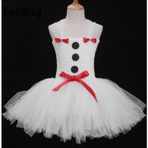 Ballet Tutu Dress For Girls Christmas Snowman Costume Ballerina Sleeveless Gymnastics Stage Leotard Fancy Tulle Dance Dresses